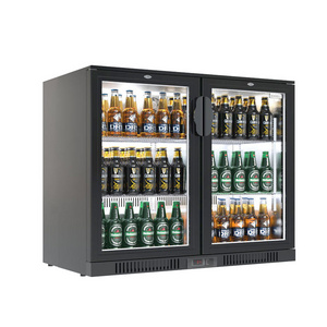 Double Door Mini Bar Fridge Glass Door Back Bar Cooler Under Counter Beer Bottle Fridge