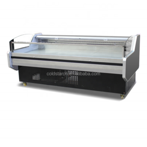 Horizontal  Butchery Equipement Meat Display Chiller Fresh Fish Seafood Cabinet Meat Showcase For Butcher Shop