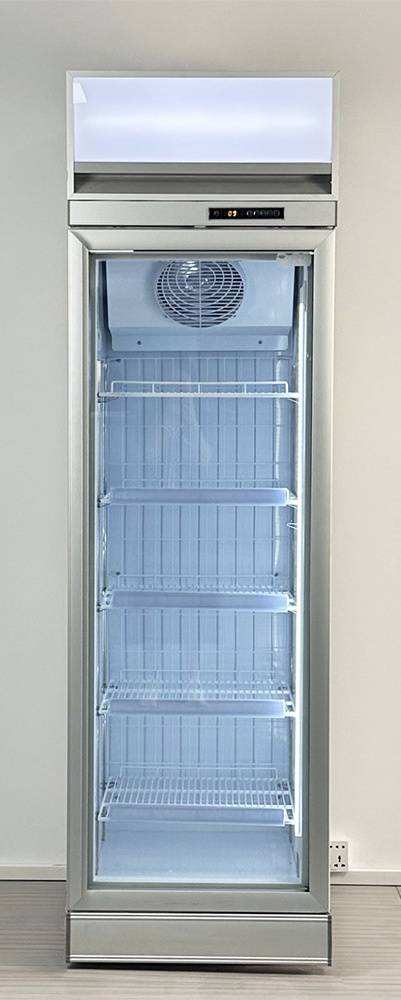 ice cream freezer fan cooling commercial vertical showcase  frozen food single door heated glass display freezer