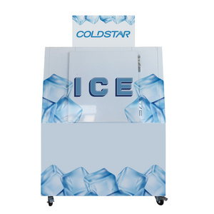 Commercial Ice storage bin merchandiser, outdoor bagged ice storage freezer