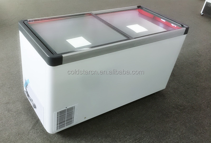 Top Open Sliding Glass Door Display Chest Freezer For Ice Cream