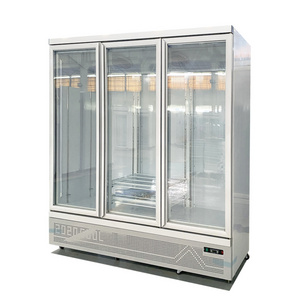 Glass cooler 3 doors vertical cold drink fridge showcase