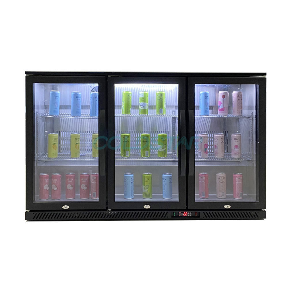 Mini Bar 3-door under counter glass display cabinet small freezer