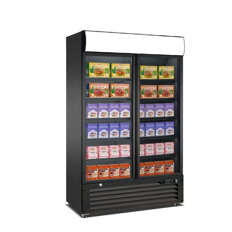 2 Door Side By Side Refrigerator Ice Cream Display Cooler Gelato Fridge Stand Up Freezer For Supermarket