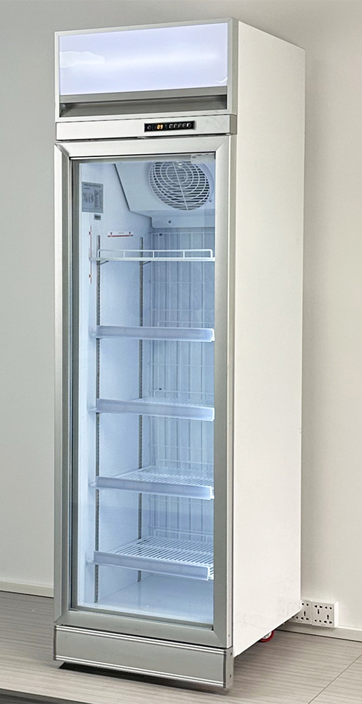 ice cream freezer fan cooling commercial vertical showcase  frozen food single door heated glass display freezer