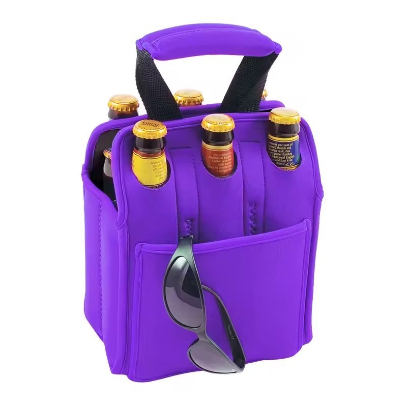 Custom high quality 3.5mm thickness 6 pack beer can neoprene multiple bottles cooler 3 6 bottle wine bag with dividers