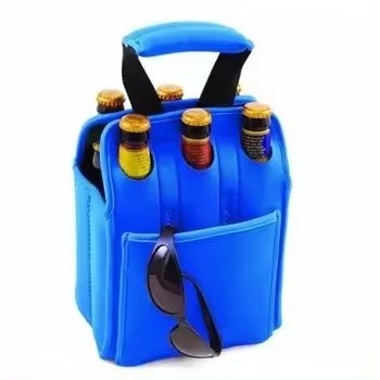 Custom high quality 3.5mm thickness 6 pack beer can neoprene multiple bottles cooler 3 6 bottle wine bag with dividers