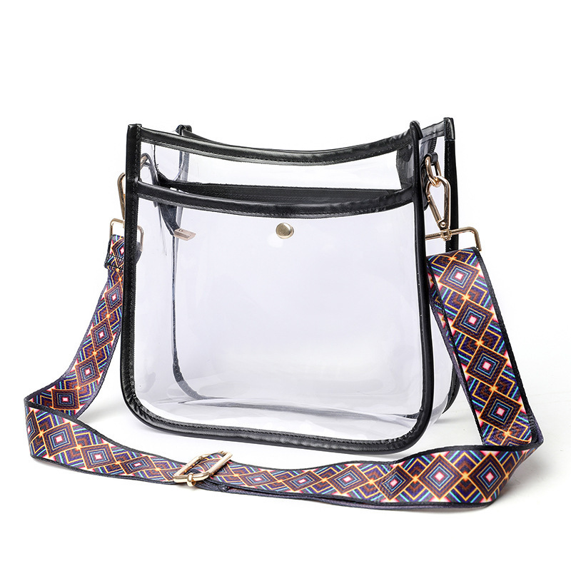 2023 custom new designer ladies candy jelly transparent orange black pvc clear hone sling crossbody bags with logo