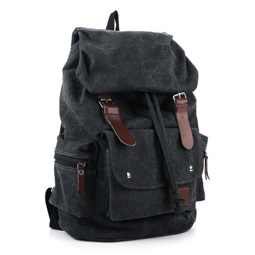 High Quality Brown Blue Hemp Waxed Canvas Satchel School Bag Rucksack 100l Travel Backpack Bag