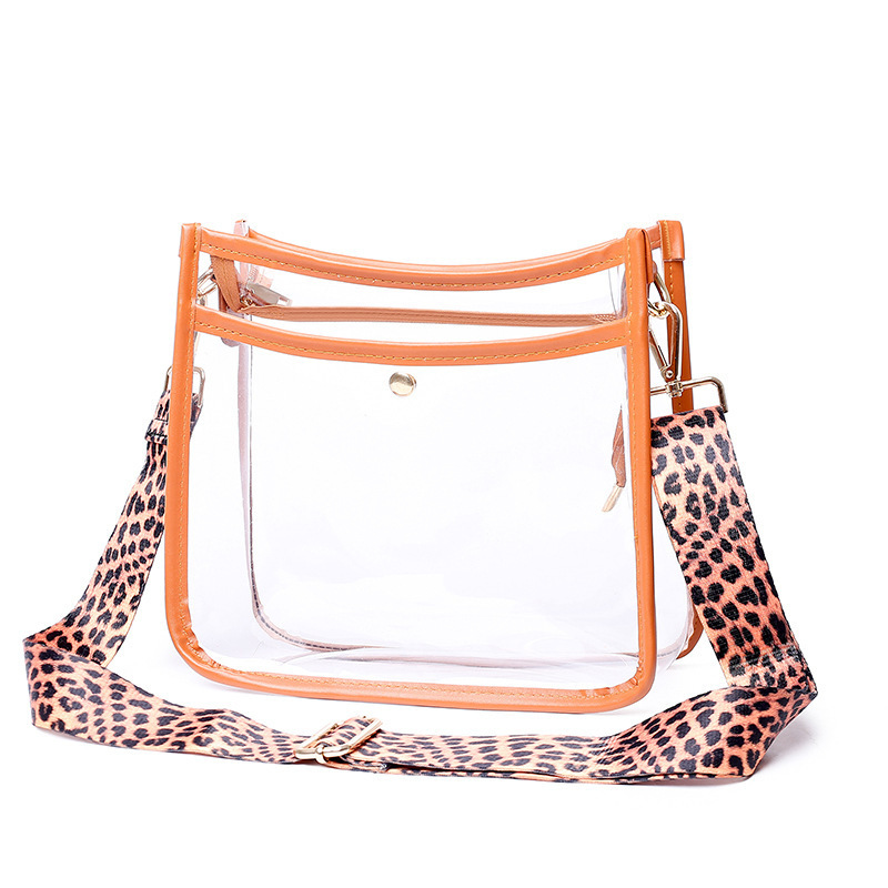 2023 custom new designer ladies candy jelly transparent orange black pvc clear hone sling crossbody bags with logo