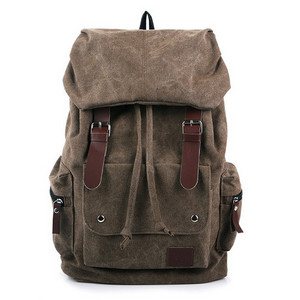 High Quality Brown Blue Hemp Waxed Canvas Satchel School Bag Rucksack 100l Travel Backpack Bag