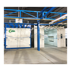 Electrostatic powder coating line with walk in spray booth and curing oven for aluminum