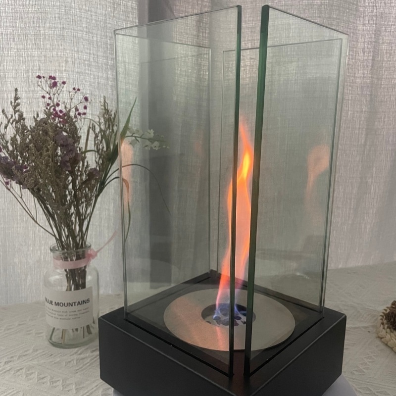 Home decor luxury indoor tabletop fireplace small  ethanol fire pit glass metal fireplaces for villa