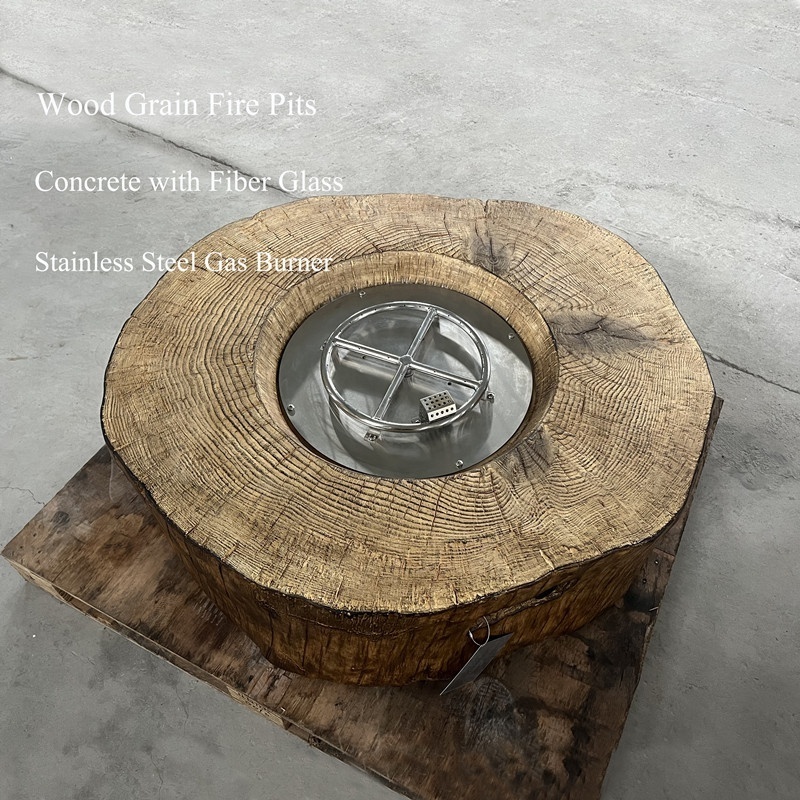 COLG005 Patio Furniture 40.6 inch CFRC fire pits Round Shape with natural wood vein look Concrete gas fire pit table for deck