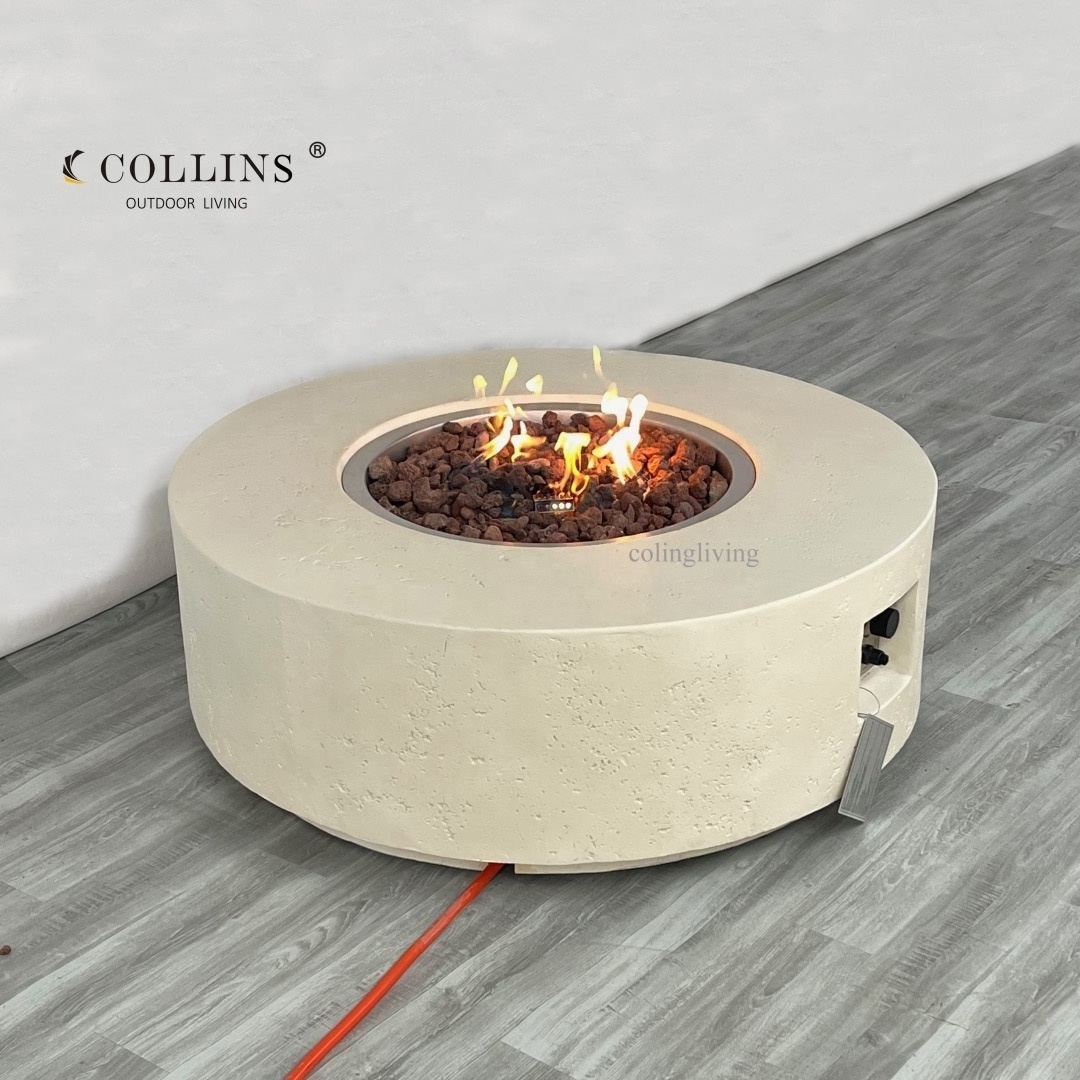 ColingLiving outdoor heating column GFRC concrete gas fire pit table patio furniture firepit