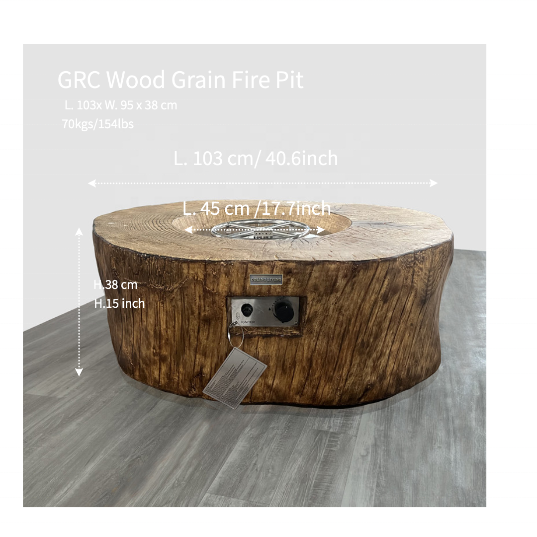 COLG005-2 COLING Garden set with fire table concrete gas fire pits Woodgrain concrete fire pit