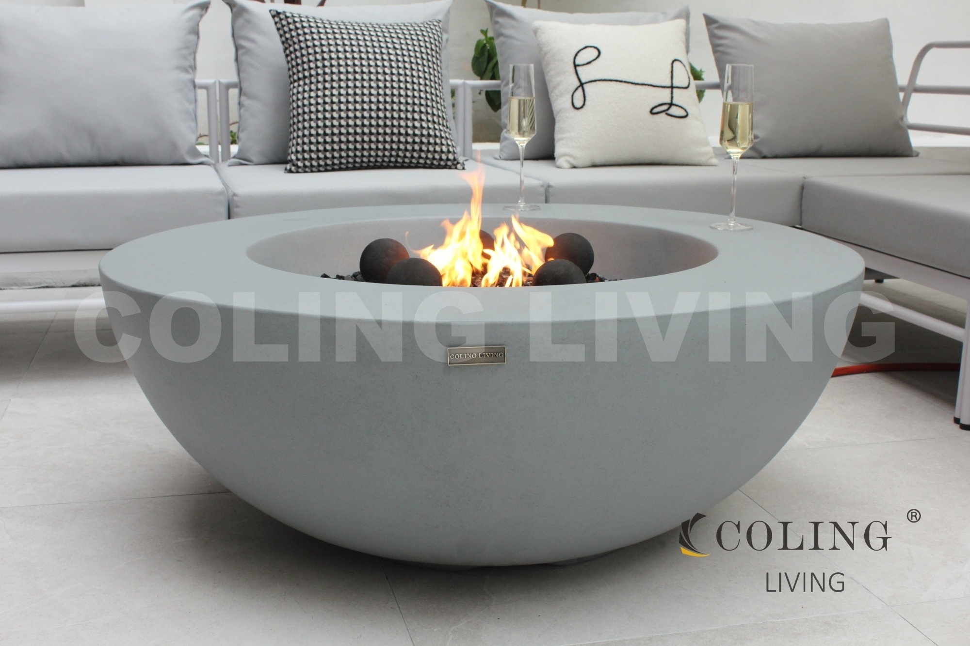 COLG001Outdoor furniture fire table Concrete Outdoor Round Propane Gas Fire Pit for garden patio