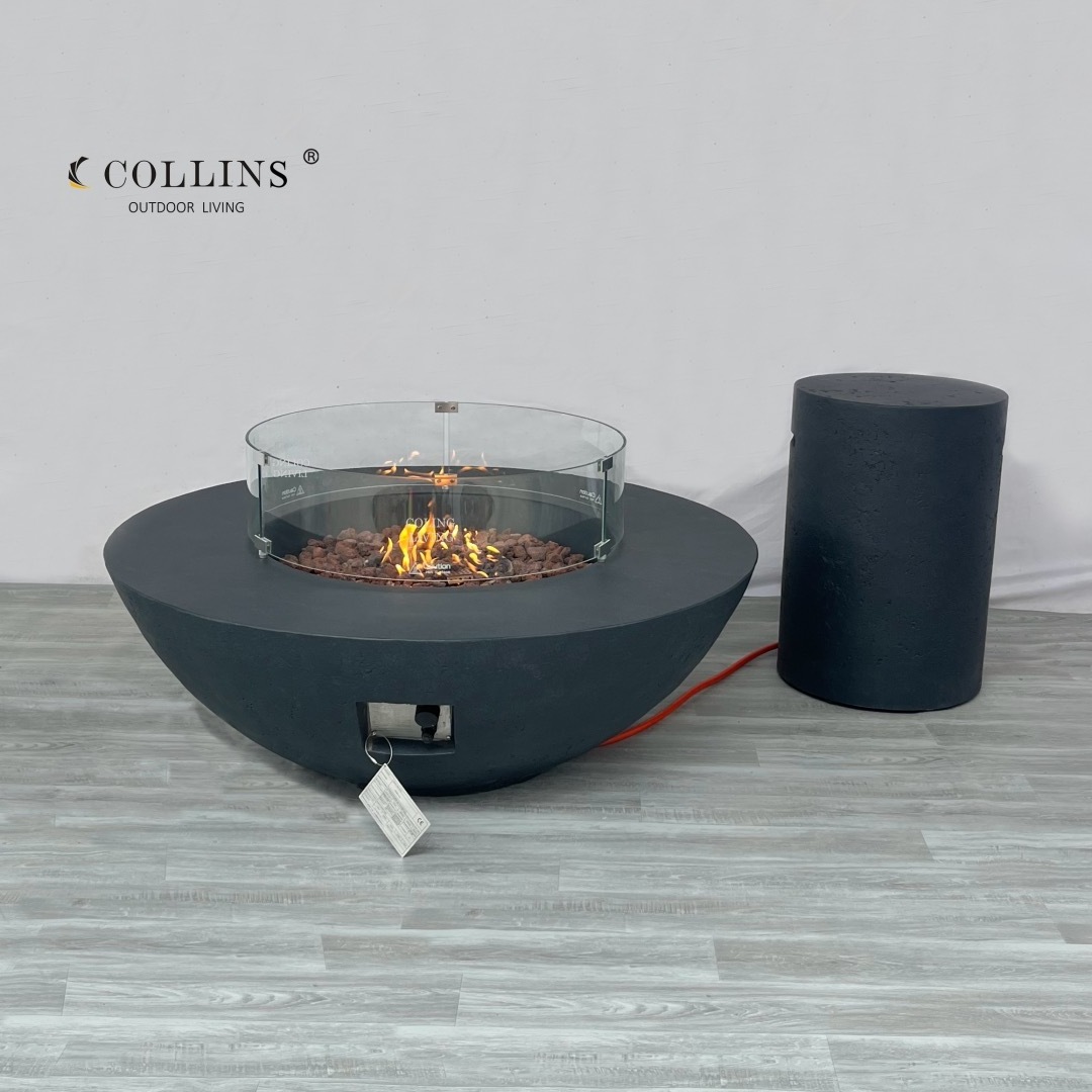 COLG001 Hot-selling Modern Garden Outdoor Tempered Glass Firepit Dining Fire Table Propane Gas Fire Pit