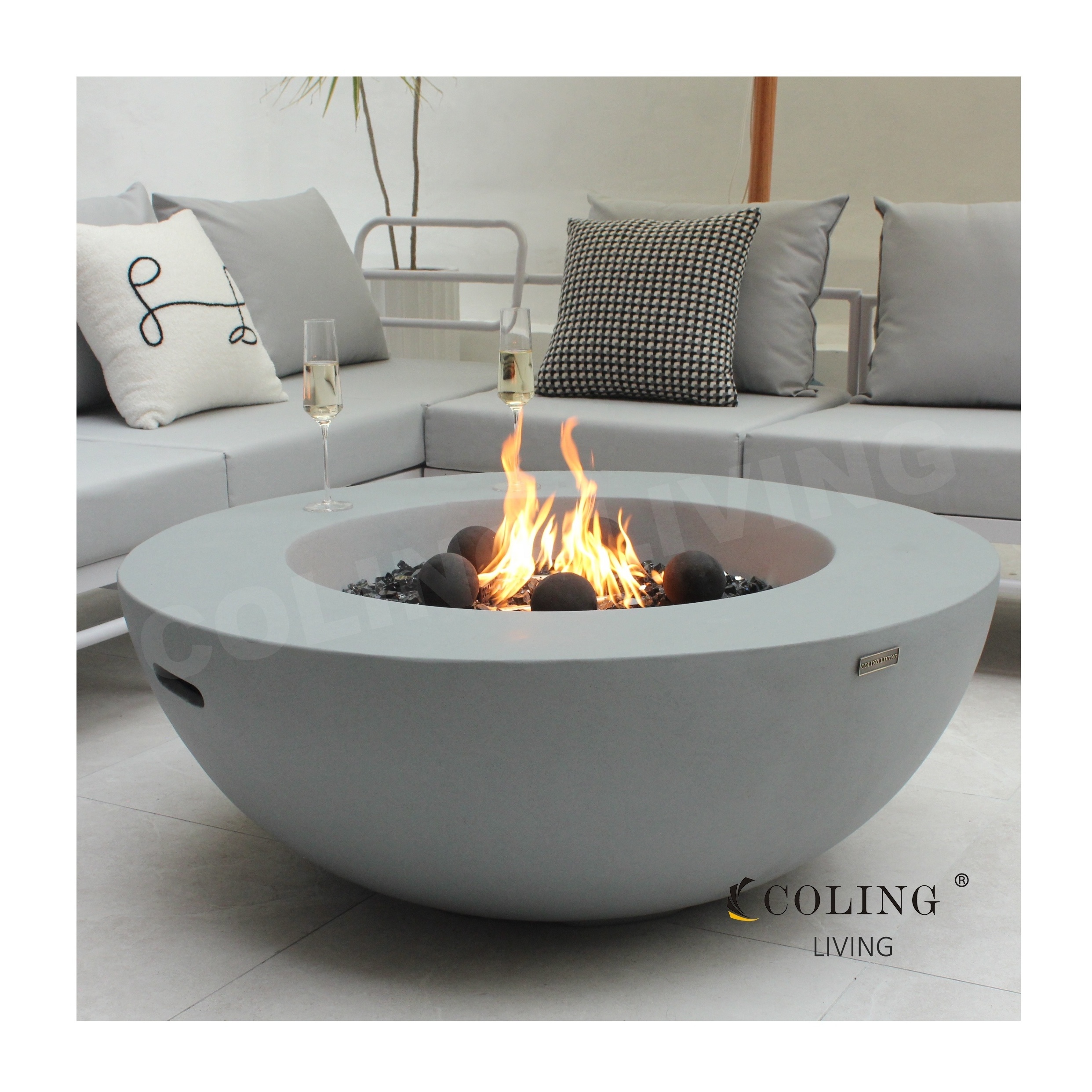 COLG001 Hot-selling Modern Garden Outdoor Tempered Glass Firepit Dining Fire Table Propane Gas Fire Pit