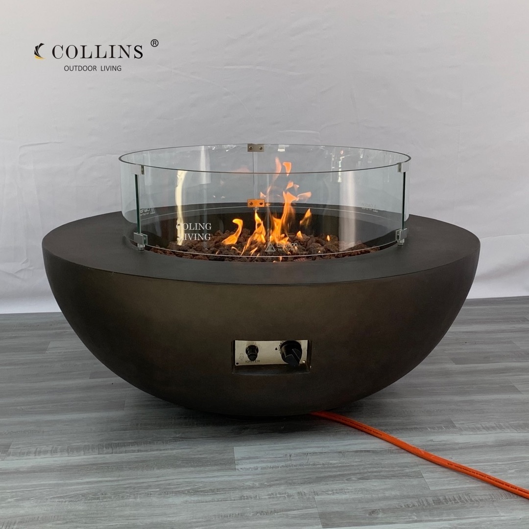 COLG001 Hot-selling Modern Garden Outdoor Tempered Glass Firepit Dining Fire Table Propane Gas Fire Pit