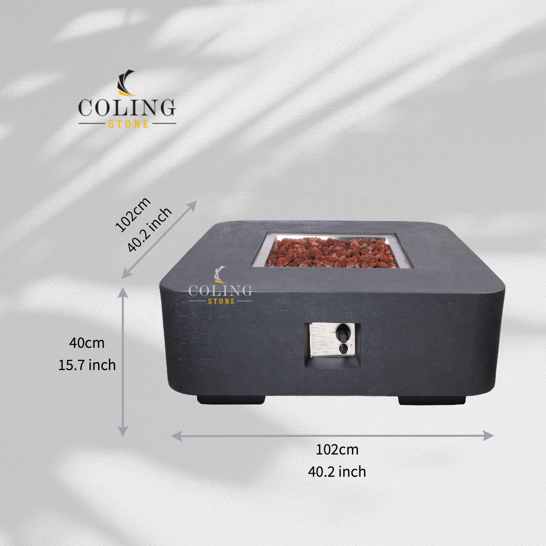 ColingLiving COLG008-3 Gas Firepits Burning table 65K BTUs Outdoor Propane Square Fire Pit for Garden Yard