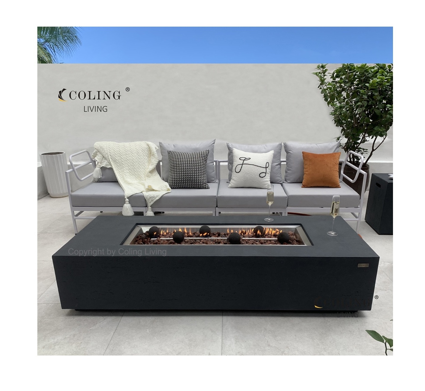 COLINGLIVING 71.7 Inched Fire Pit Patio Heater Concrete Firepit Outside Outdoor fireplace