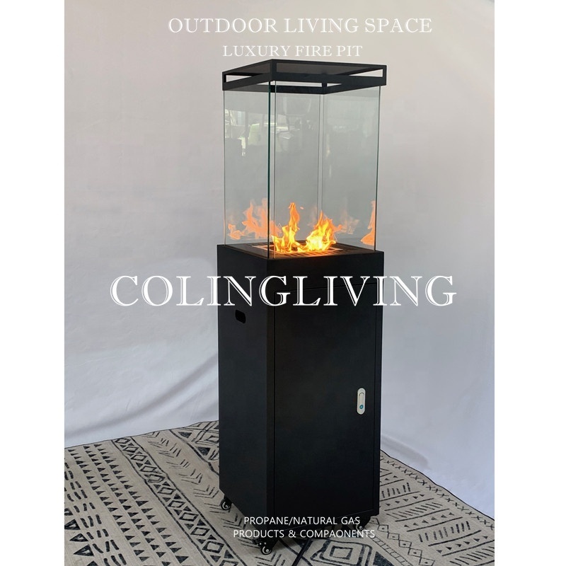 ColingLiving COLL001 16.5 inch LPG black steel firepit cube outdoor freestanding fireplaces