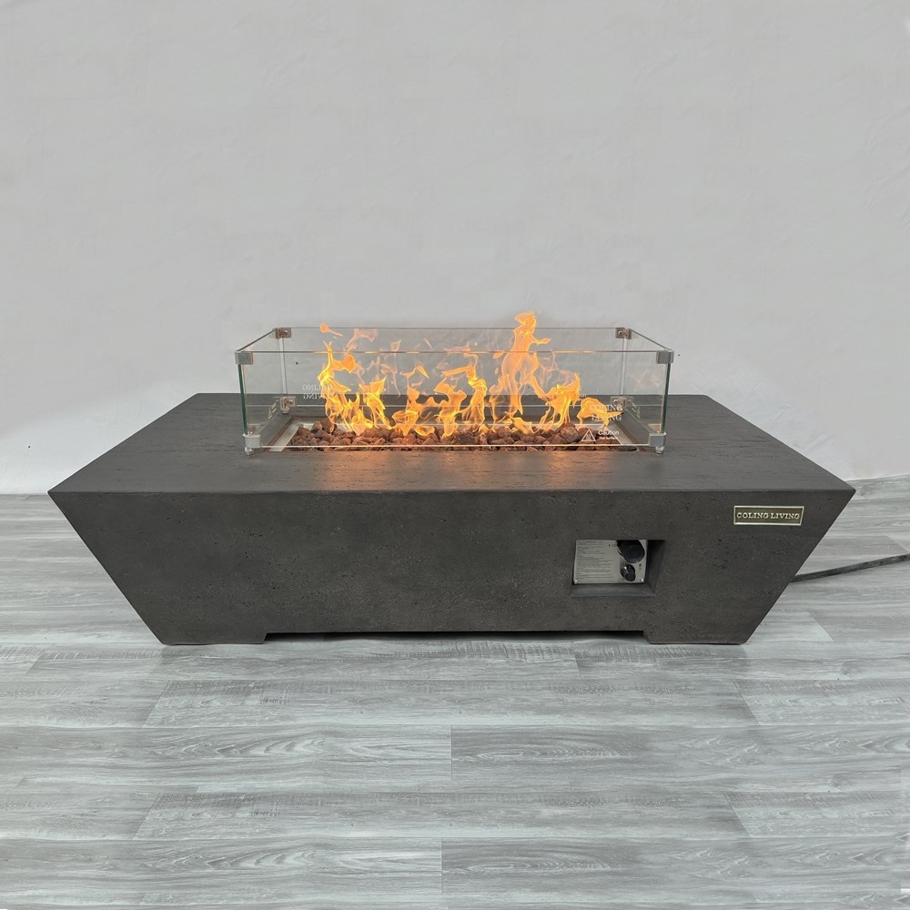 CGS005-1  16KWs 52 inch Rectangular Gas fire Concrete firepit propane fire pit table for Garden Patio Deck