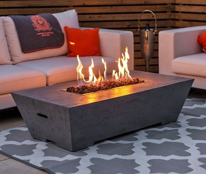 CGS005-1  16KWs 52 inch Rectangular Gas fire Concrete firepit propane fire pit table for Garden Patio Deck