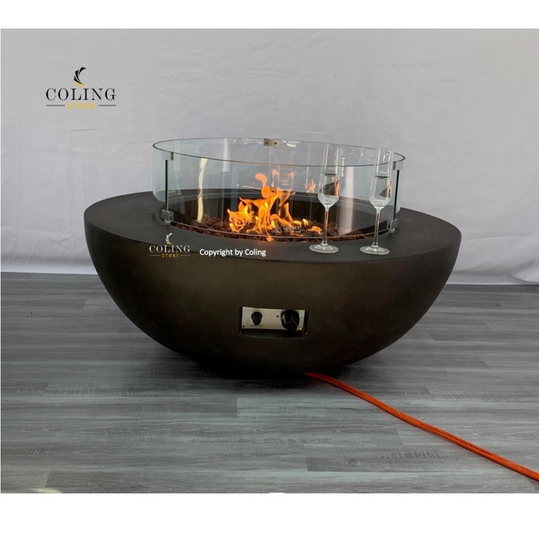 COLG001-18  COLINGLIVING Garden Outdoor Lightweight GRC Concrete Gas Fire bowl firepits for Garden Backyard