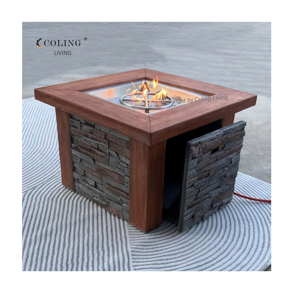 005 Coling patio Furniture concrete gas fire pit table lava rocks real flame gas fire pits for country