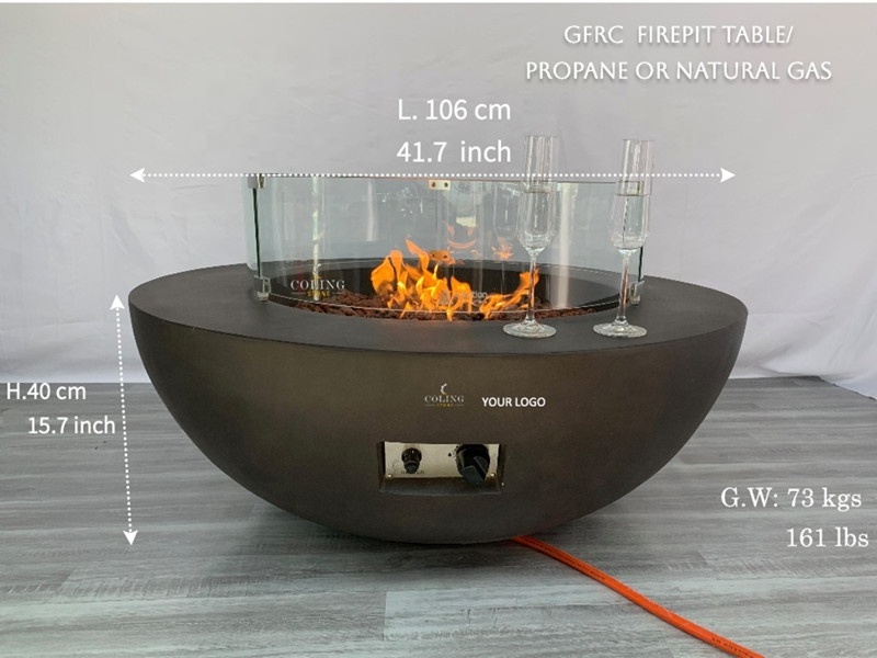 COLG001-18  COLINGLIVING Garden Outdoor Lightweight GRC Concrete Gas Fire bowl firepits for Garden Backyard