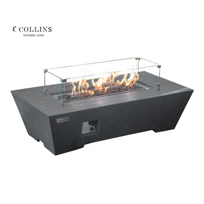 CGS005-1  16KWs 52 inch Rectangular Gas fire Concrete firepit propane fire pit table for Garden Patio Deck