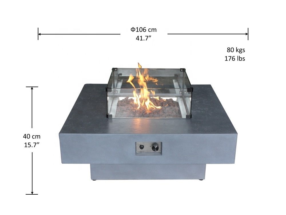 CG218-2 41.7 inches Outdoor Square Propane Fire Pit Table Grey Gas Fire pit fireplace