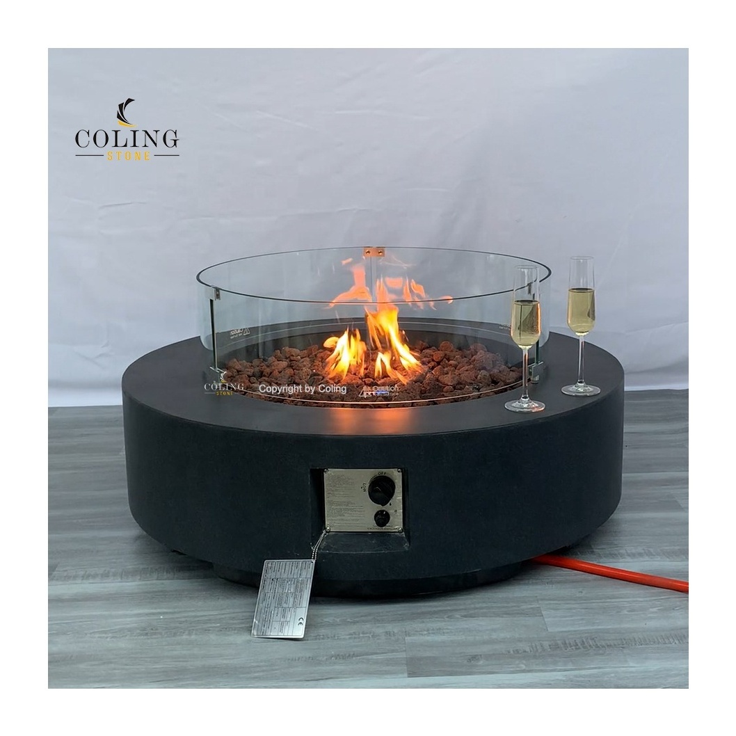 CG901-2 gas fireplace 40 inch GFRC gas fire pit bowl round concrete gas fire pit table patio firepit