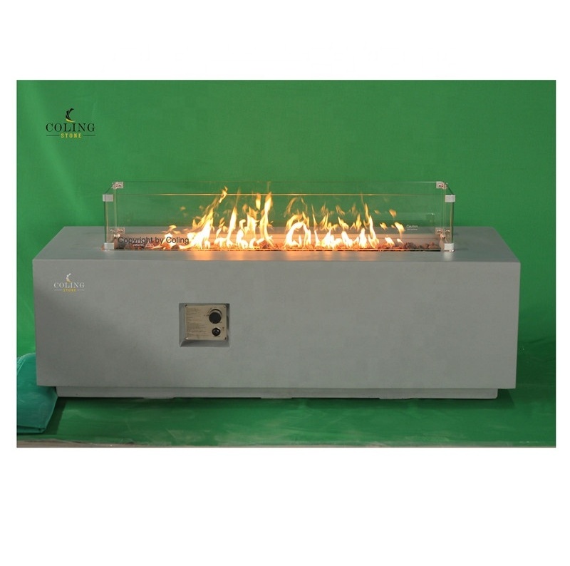 Manufactory Direct outdoor propane gas fire pit table white luxury fire pit table with Wind Guard & Cover