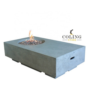 CG006-2 2022 Patio Furniture 56" Rectangle Patio Gray Outdoor Warming Concrete fire pit LPG Fireplace