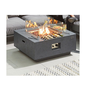 CG008-6 Garden Patio Fireplace Concrete 36 inch Fireglow Square Gas Firepit Coffee Table with Fire Pit Fire Cube