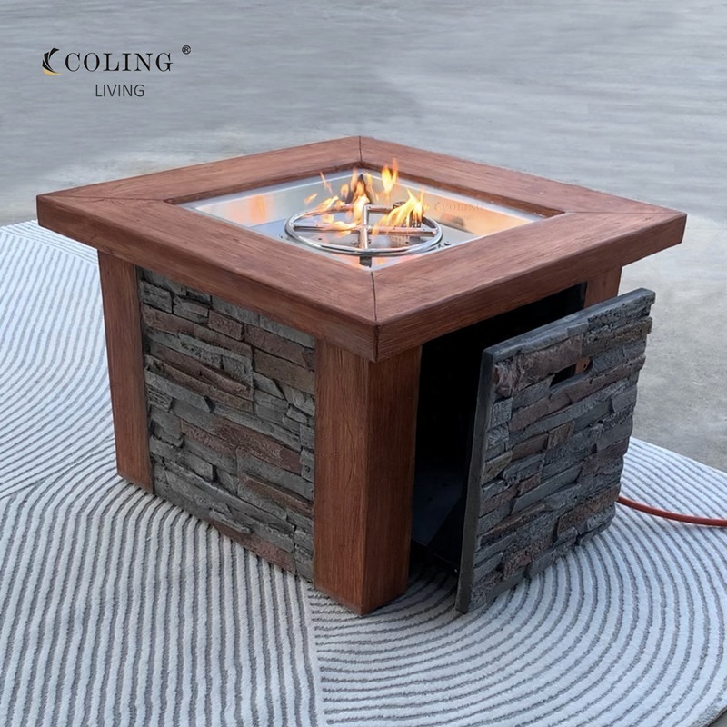 ColingLiving CG117-5  outdoor heating column dining concrete GFRC gas fire pit table