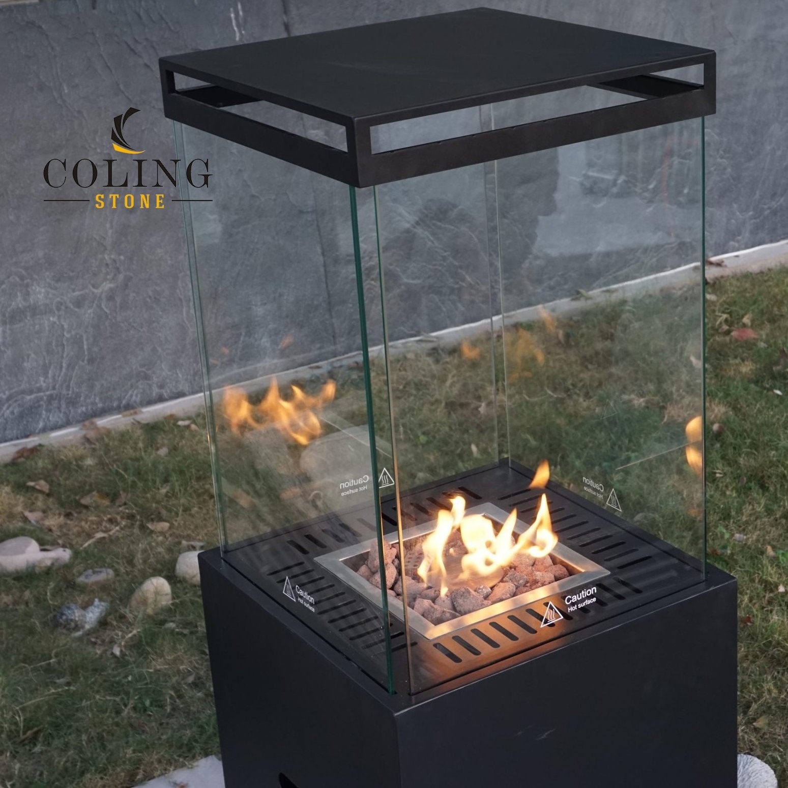 CG902-3 16.5 inch in Black Propane LPG Square Fire Cube Pit Outdoor fire pit firepit Fireplace