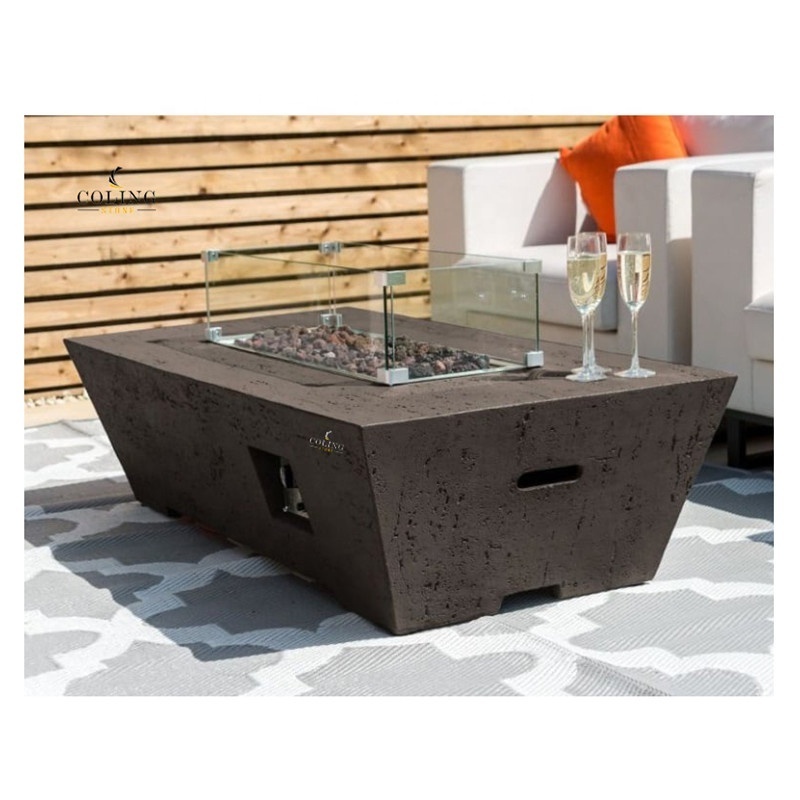 CGS202 Coling Luxury modern style gas firepit retangular concrete stone gas fireplace Outdoor fire table