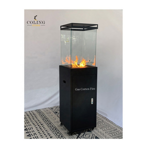 COLL001 ColingLiving 16.5 inch LPG black steel firepit cube outdoor freestanding fireplaces patio heater