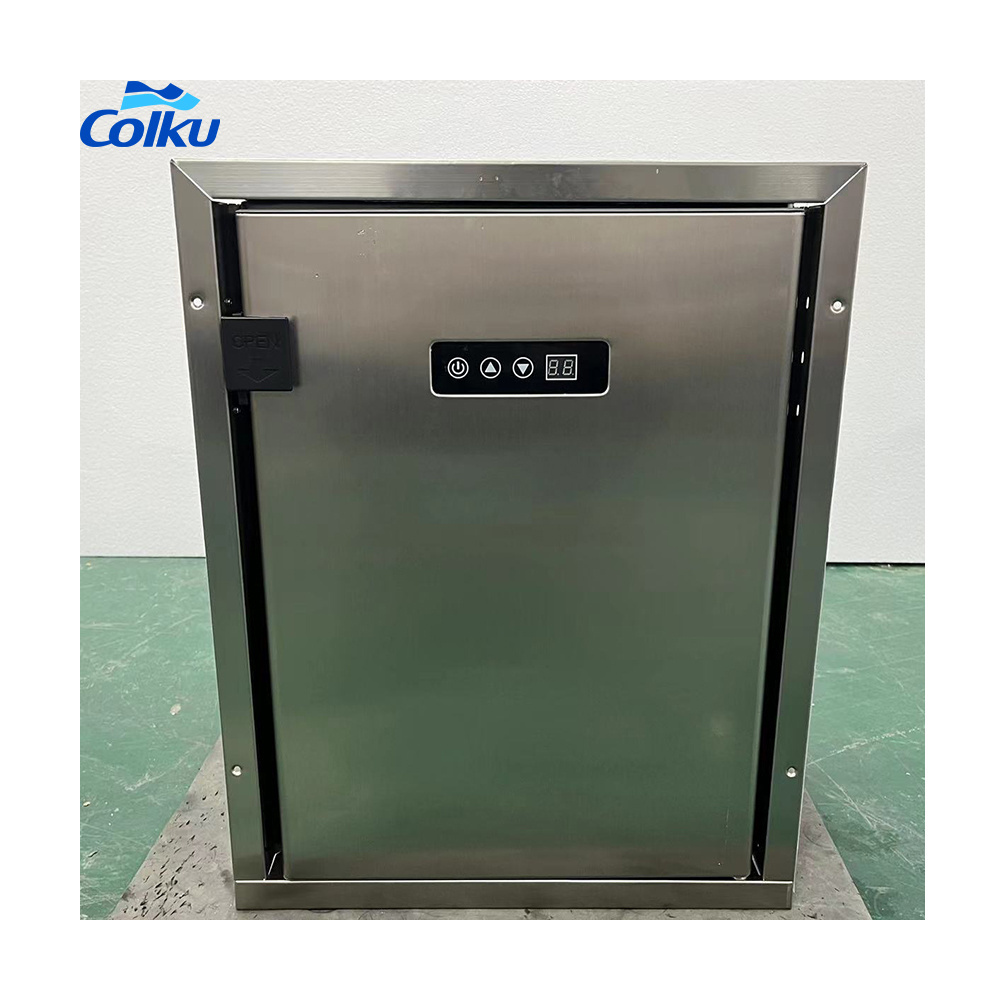 12V 110V  Mini Built in Fridge Compact Refrigerator with Lock Stainless Steel Camper Trailer RV Fridge For Refit