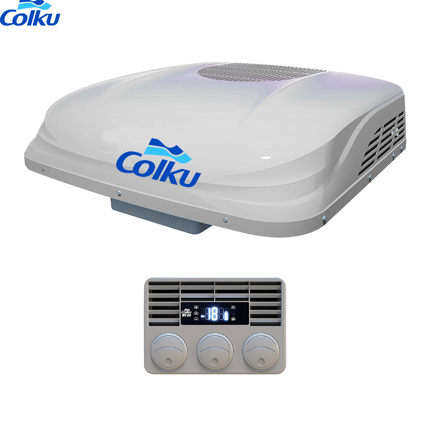 New Design LT20 Colku 12v 24v Roof Top Air Conditioner For Truck Parking Cooler With Electric Compressor 12 Volt Caravan Air Con