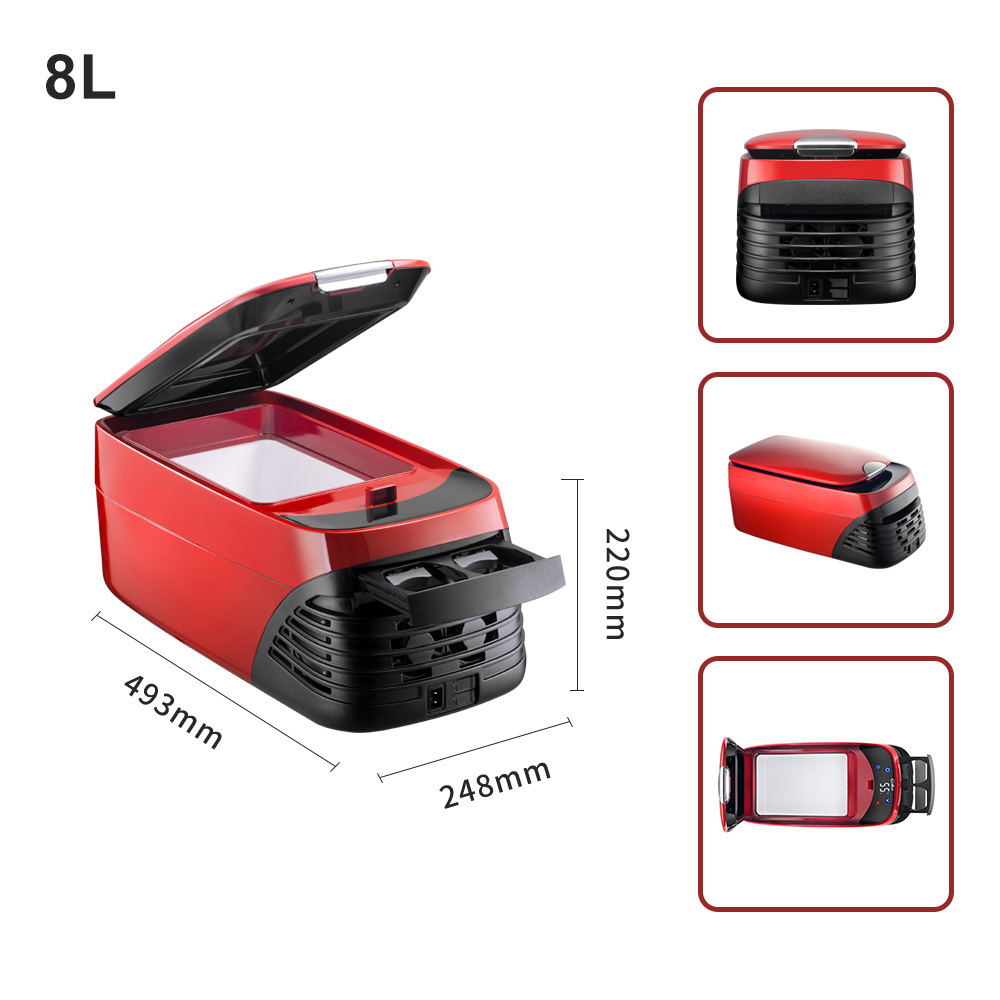 Mini Armrest Car Refrigerator 12V 24V Portable Small Car Fridge Freezer 8L Compressor Car Refrigeration Armrest Fridge