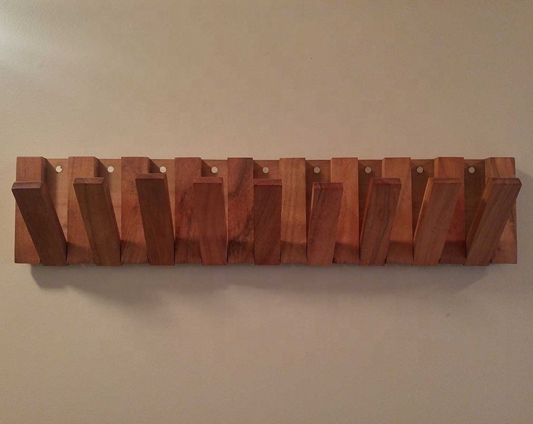 Custom collins oak wood  Oak wood rack hanging hooks for jackets coats hats and scarves