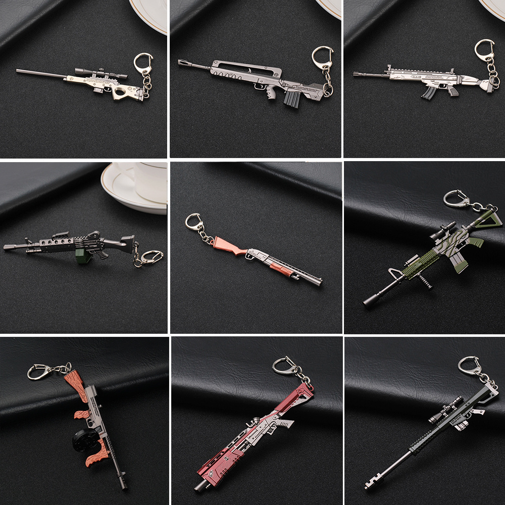 Wholesale Custom Logo Souvenir Personalized Gun Metal Weapon Knife Keychain Metal Gun Keychain Cheap