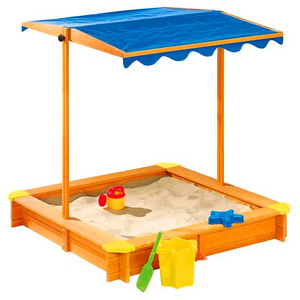 Custom Collins Kids Wooden Sandpit Play Veranda Sand Box With Umbrella