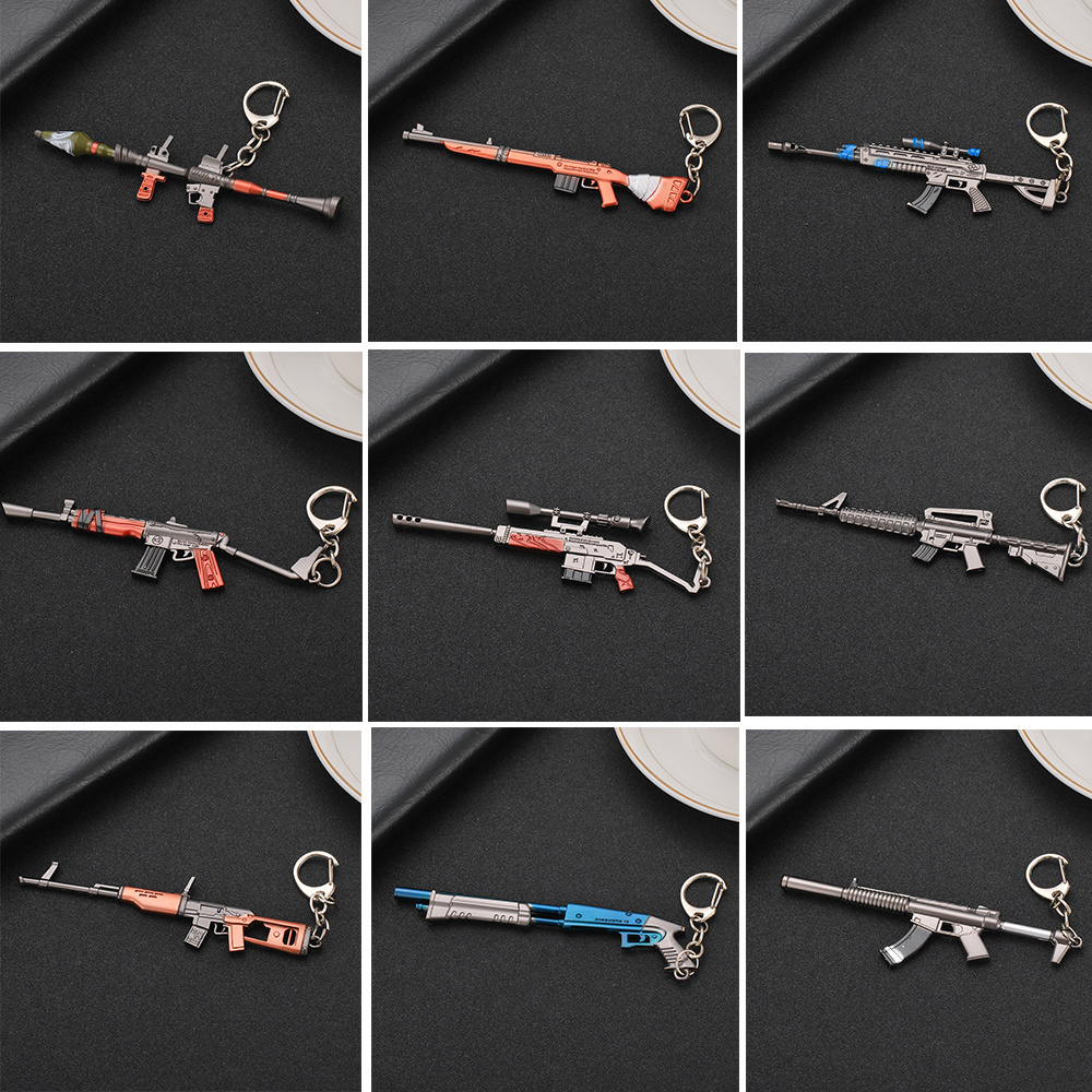 Wholesale Custom Logo Souvenir Personalized Gun Metal Weapon Knife Keychain Metal Gun Keychain Cheap