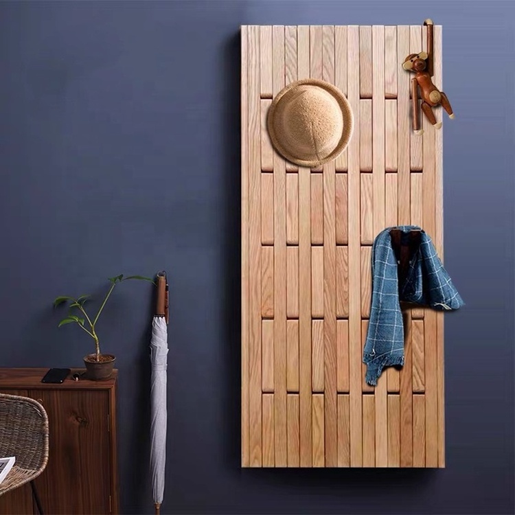 Custom collins oak wood  walnut wood rack hanging hooks for jackets coats hats and scarves